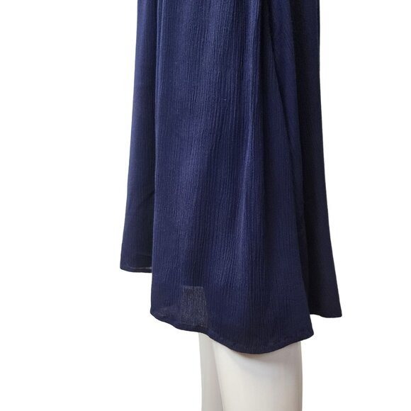 Wayf Navy Blue Blouson Midi Dress Rayon & Polyester Lined V-Neck Short Sleeves M - Picture 14 of 16